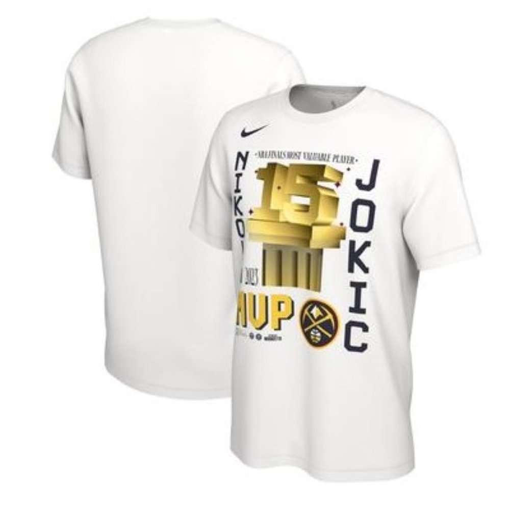 NWT Nike Men's Denver Nuggets 2023 NBA Nikola Jokic MVP T-Shirt M White 4HL127